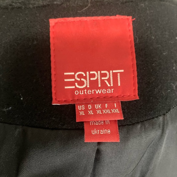 Vtg Esprit wool coat w faux Mongolian fur trim XL - Picture 10 of 13